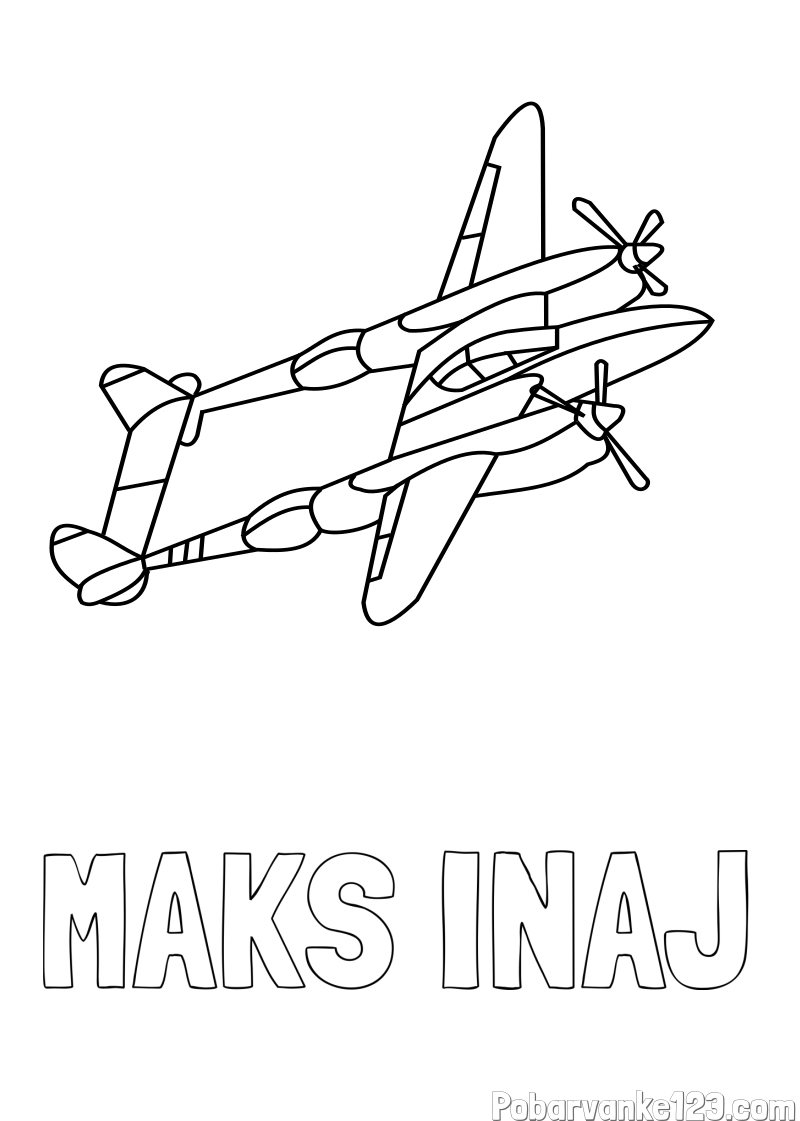 Pobarvanka imena MAKS INAJ in pobarvanka bojnega letala
