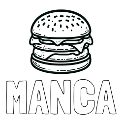 Online izdelana pobarvanka - Pobarvanka imena MANCA in preprosta pobarvanka hamburgerja