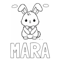 Online izdelana pobarvanka - Pobarvanka imena MARA in pobarvanka prikupnega zajčka