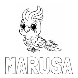 Online izdelana pobarvanka - Pobarvanka imena MARUŠA in pobarvanka ljubke papige