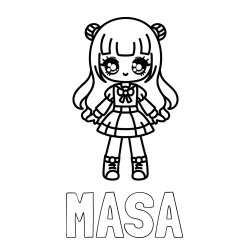 Online izdelana pobarvanka - Pobarvanka imena MAŠA in otroška pobarvanka punčke v anime slogu