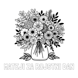 Online izdelana pobarvanka - Pobarvanka imena MATEJI ZA ROJSTNI DAN in pobarvanka veliekga šopka rož