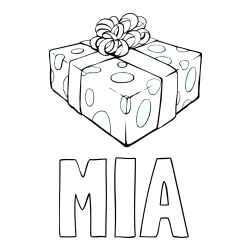 Online izdelana pobarvanka - Pobarvanka imena MIA in božično darilo