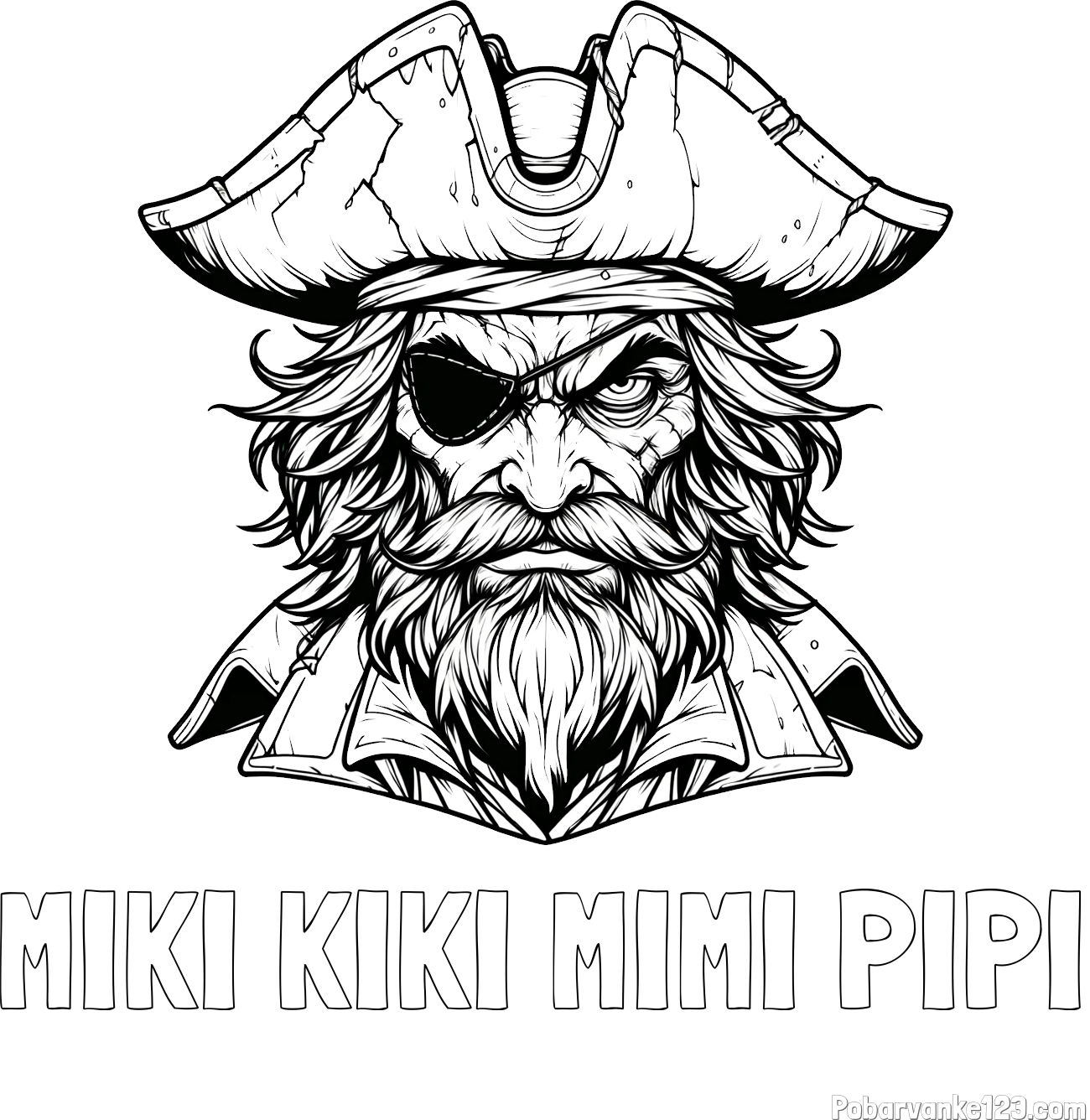 Pobarvanka imena MIKI KIKI MIMI PIPI in pobarvanka zlobnega gusarja