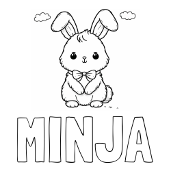 Online izdelana pobarvanka - Pobarvanka imena MINJA in pobarvanka prikupnega zajčka