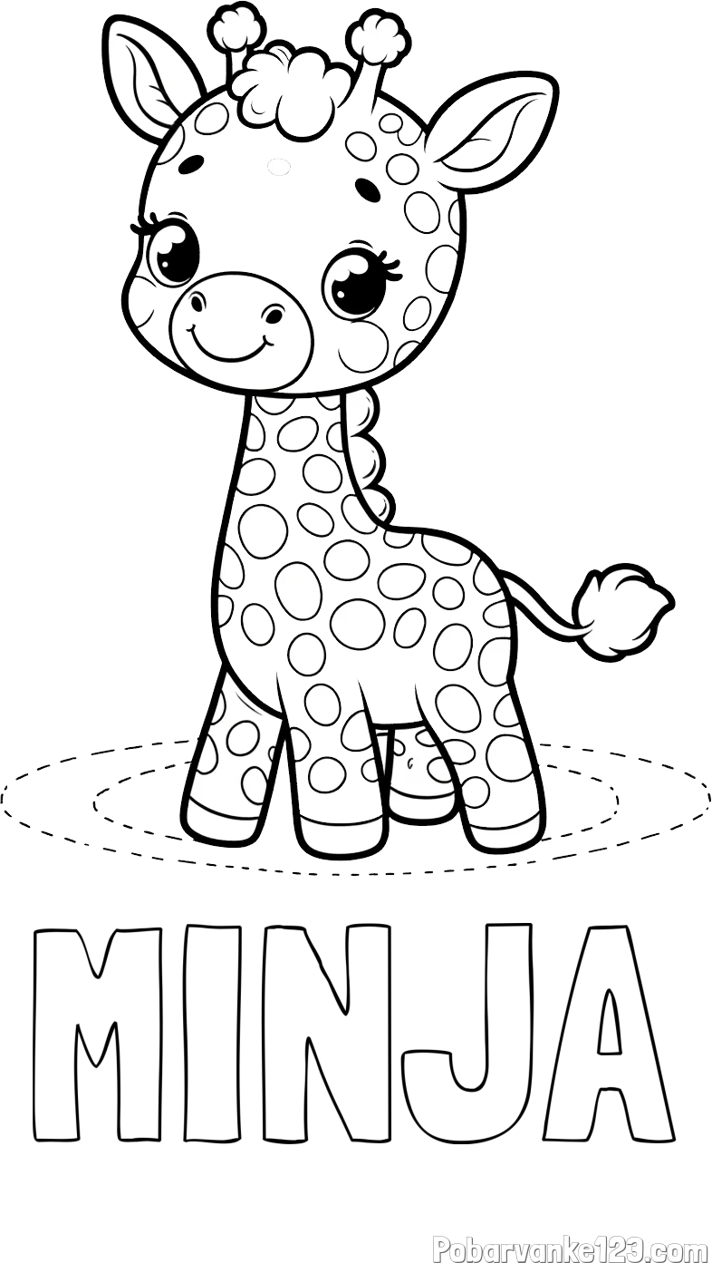 Pobarvanka imena MINJA in pobarvanka žirafe