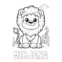 Online izdelana pobarvanka - Pobarvanka imena MIRJANA in pobarvanka ljubkega leva