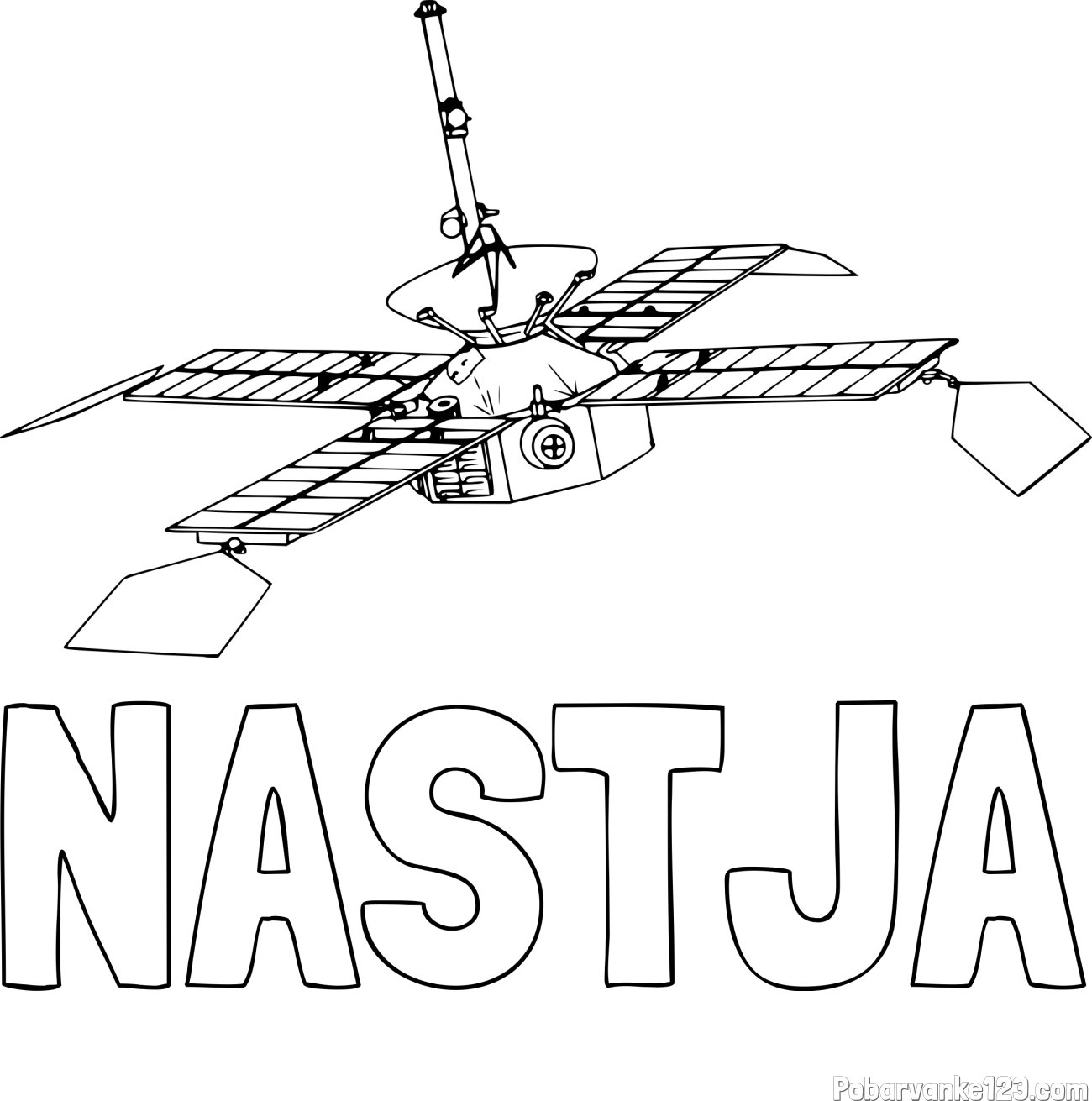 Pobarvanka imena NASTJA in pobarvanka NASA vesoljskega sonde iz leta 1960