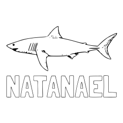 Online izdelana pobarvanka - Pobarvanka imena NATANAEL in pobarvanka morskega psa