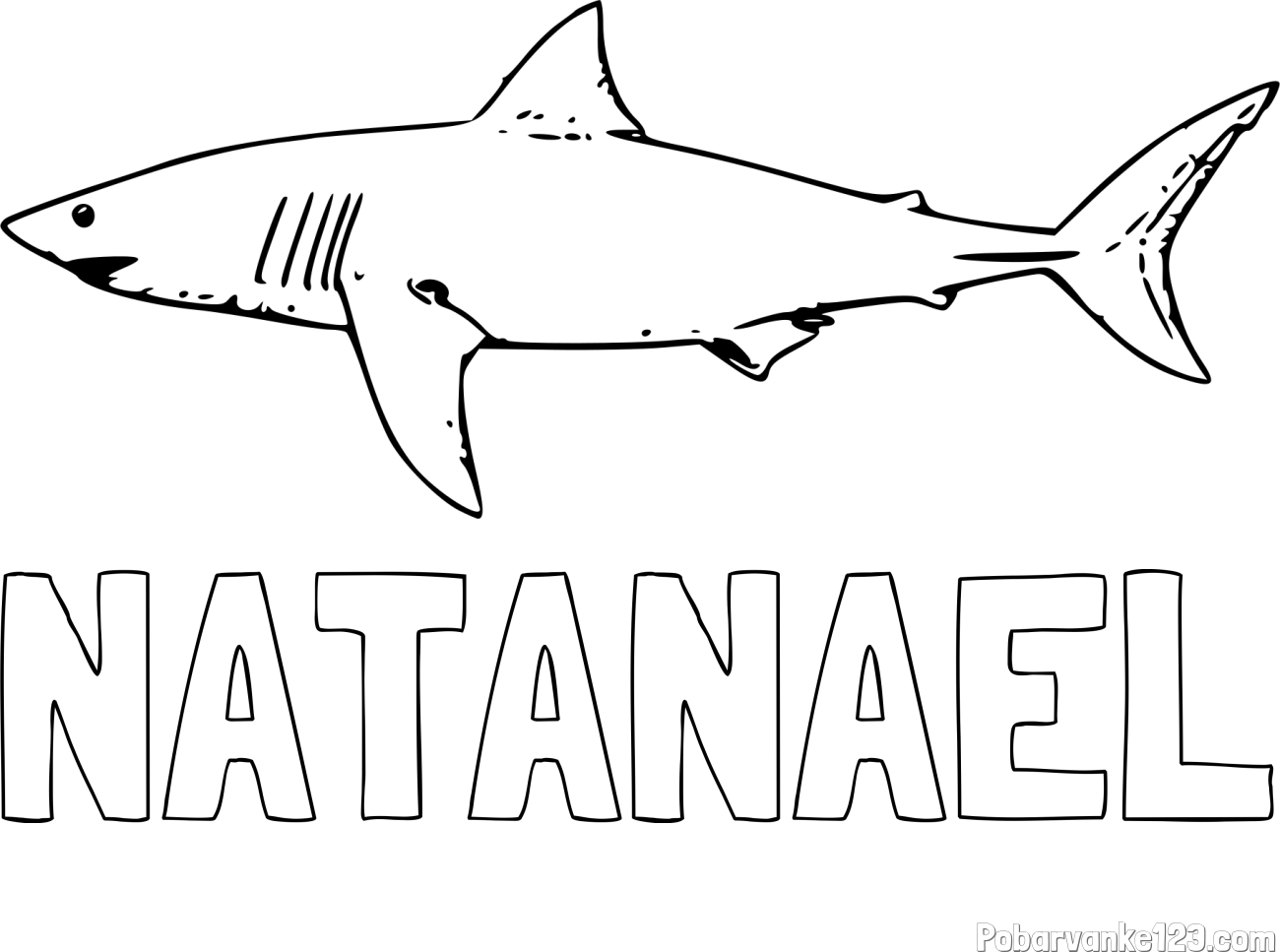Pobarvanka imena NATANAEL in pobarvanka morskega psa