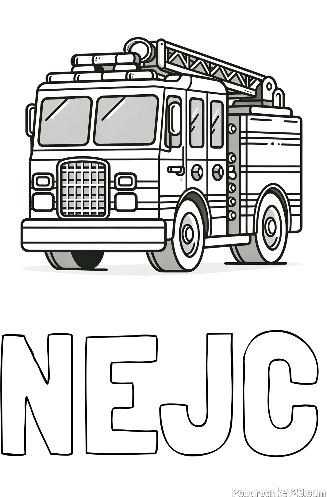Pobarvanka imena NEJC in pobarvanka velikega gasilskega avta