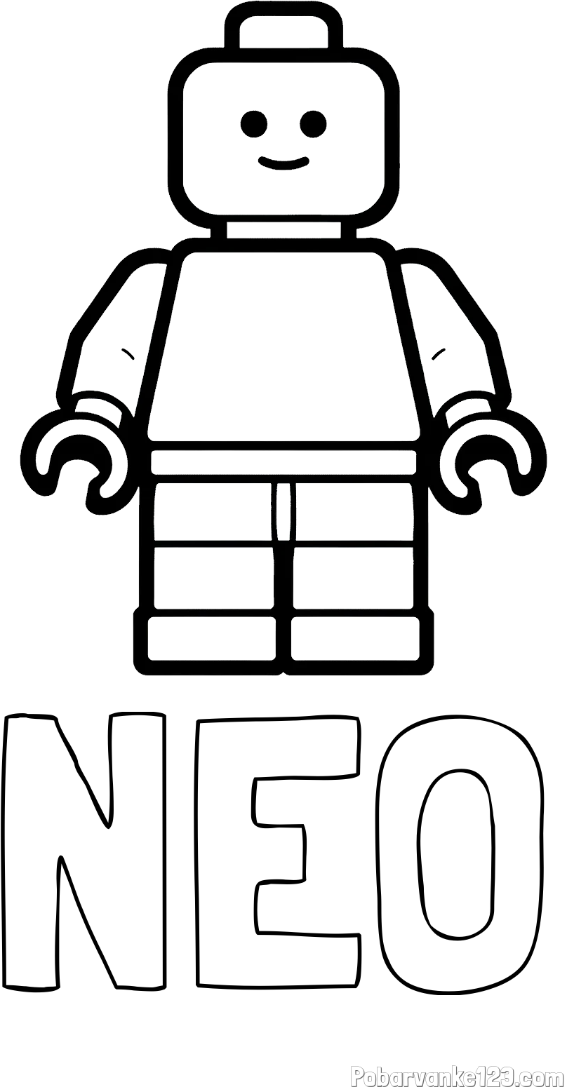 Pobarvanka imena NEO in pobarvanka LEGO figurice fanta
