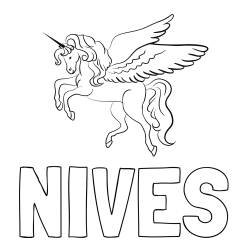 Pobarvanka imena NIVES in lepa pobarvanka samoroga