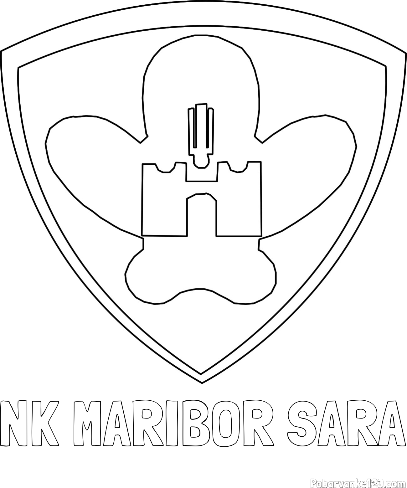 Pobarvanka imena NK MARIBOR SARA in pobarvanka NK Maribor (grb)