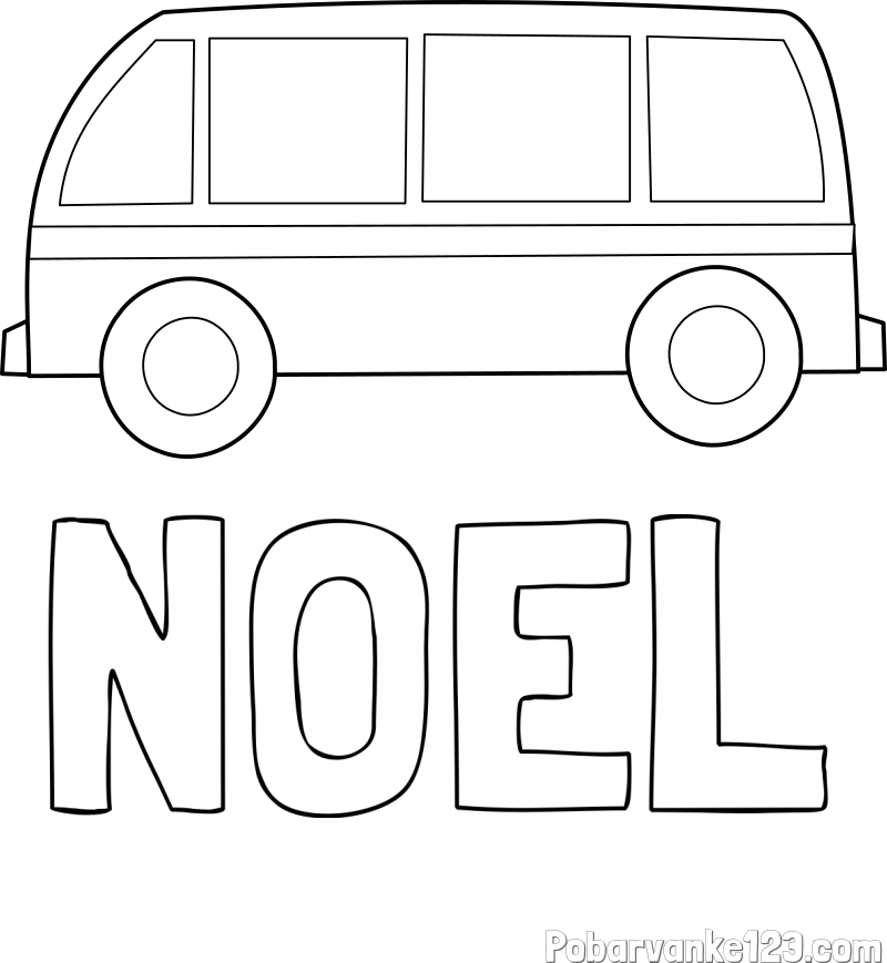 Pobarvanka imena NOEL in avtobus