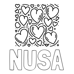 Online izdelana pobarvanka - Pobarvanka imena NUŠA in pobarvanka s srčki