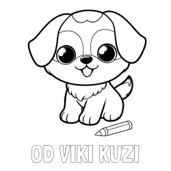 Pobarvanka imena OD VIKI KUŽI in pobarvanka prikupnega kužka