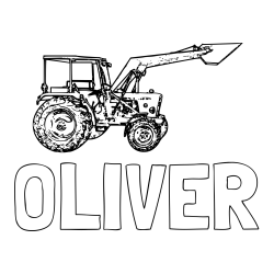 Online izdelana pobarvanka - Pobarvanka imena OLIVER in pobarvanka starega traktorja