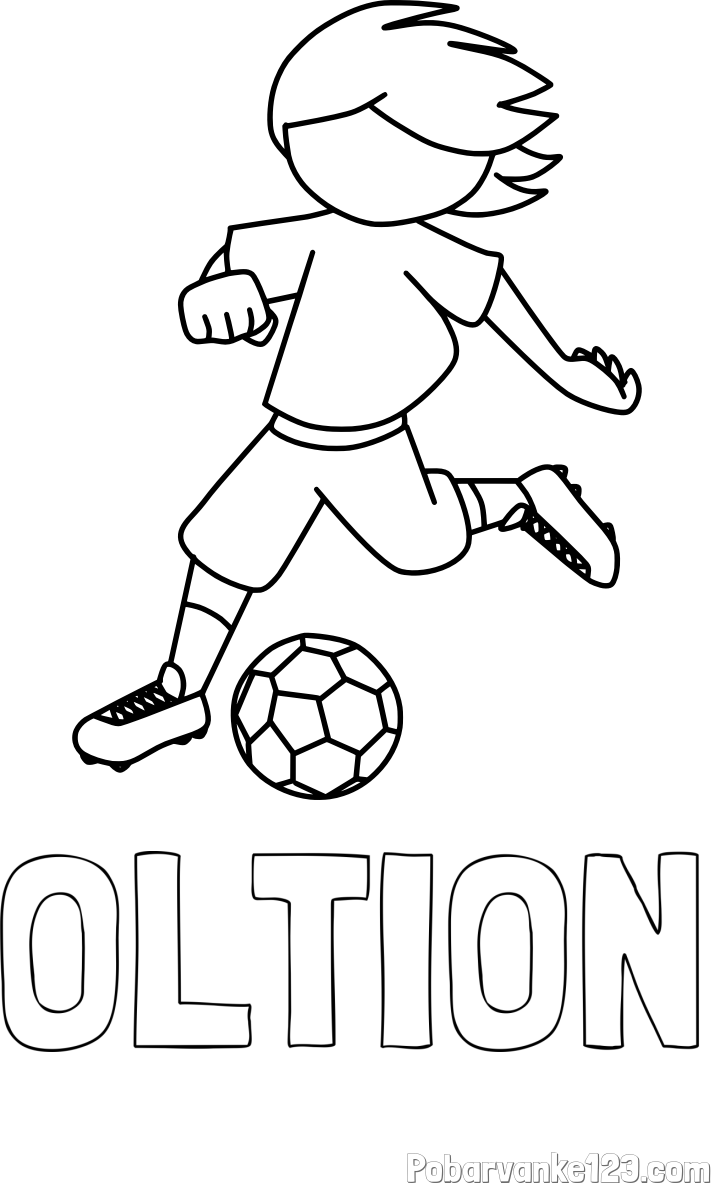 Pobarvanka imena OLTION in otroška pobarvanka preprosto ilustriranega nogometaša
