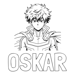Online izdelana pobarvanka - Pobarvanka imena OSKAR in pobarvanka junaka v anime slogu