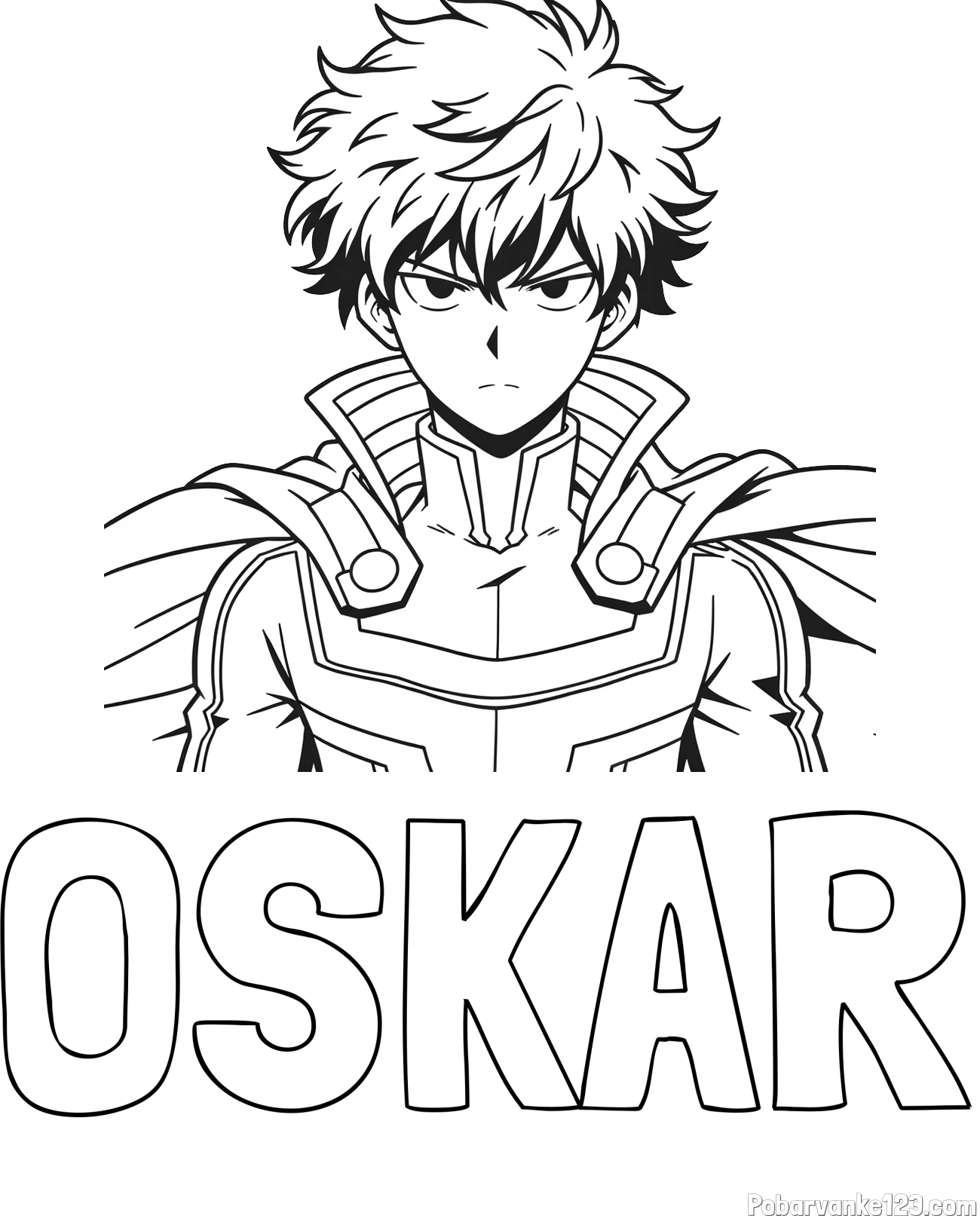 Pobarvanka imena OSKAR in pobarvanka junaka v anime slogu