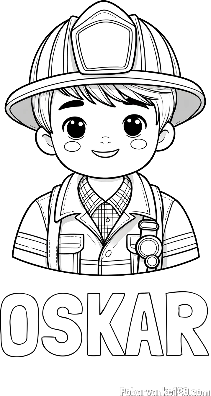 Pobarvanka imena OSKAR in pobarvanka mladega gasilca