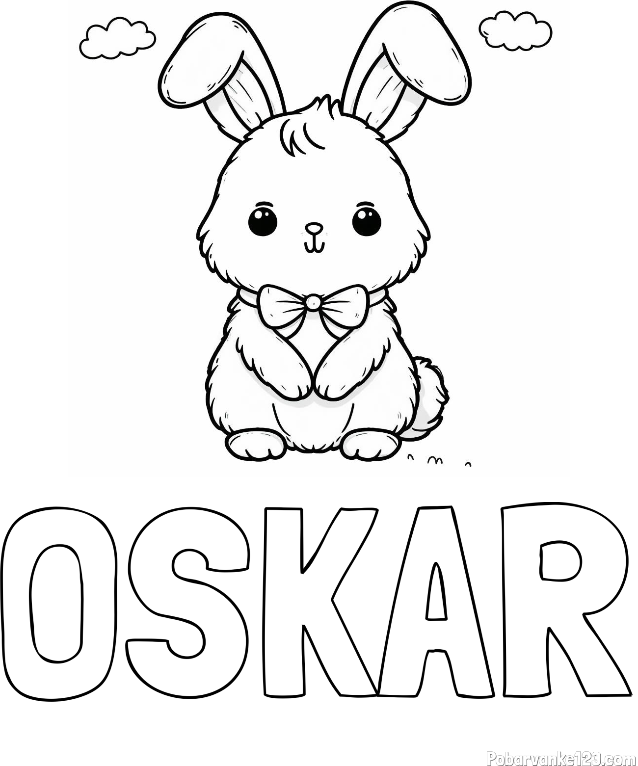 Pobarvanka imena OSKAR in pobarvanka prikupnega zajčka