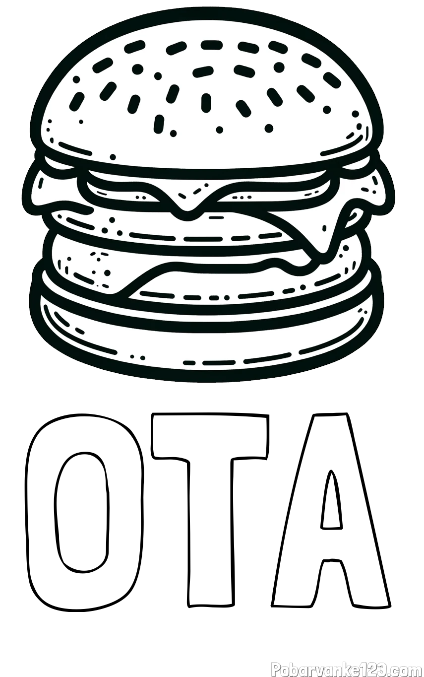 Pobarvanka imena OTA in preprosta pobarvanka hamburgerja