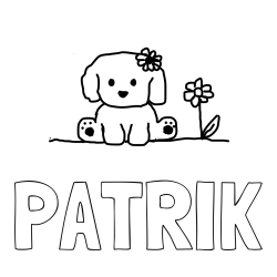 Online izdelana pobarvanka - Pobarvanka imena PATRIK in KUŽIKA
