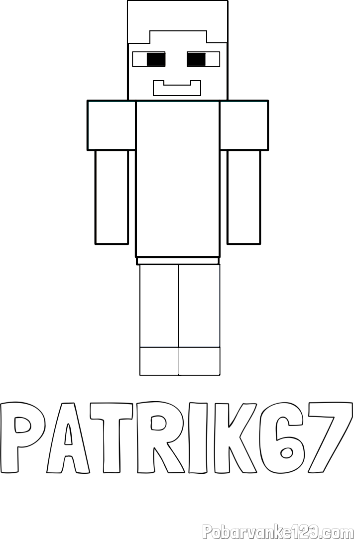 Pobarvanka imena PATRIK67 in pobarvanka Minecraft glavnega junaka