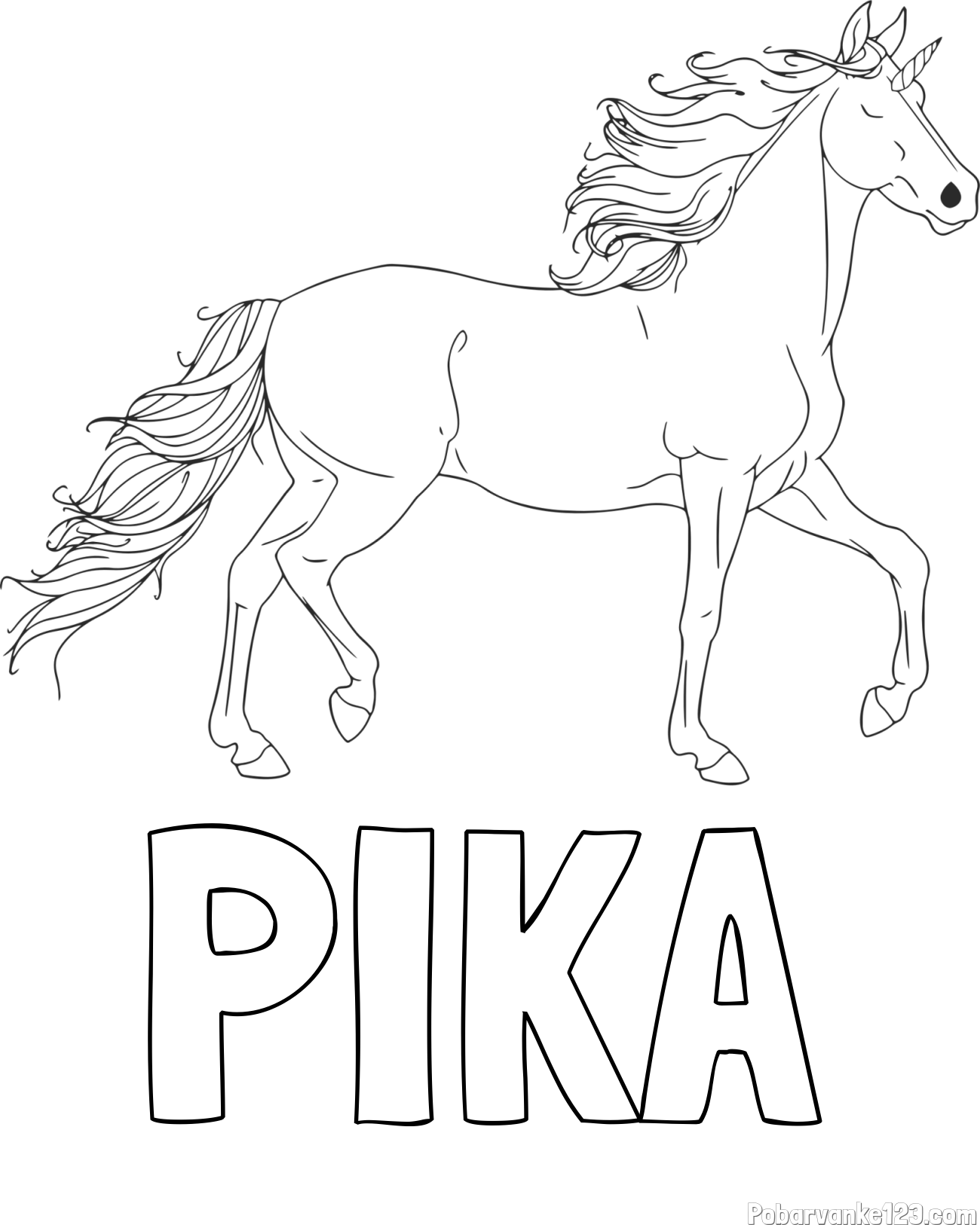 Pobarvanka imena PIKA in samorog