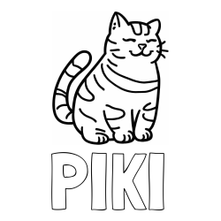 Pobarvanka imena PIKI in pobarvanka debelušne mačke