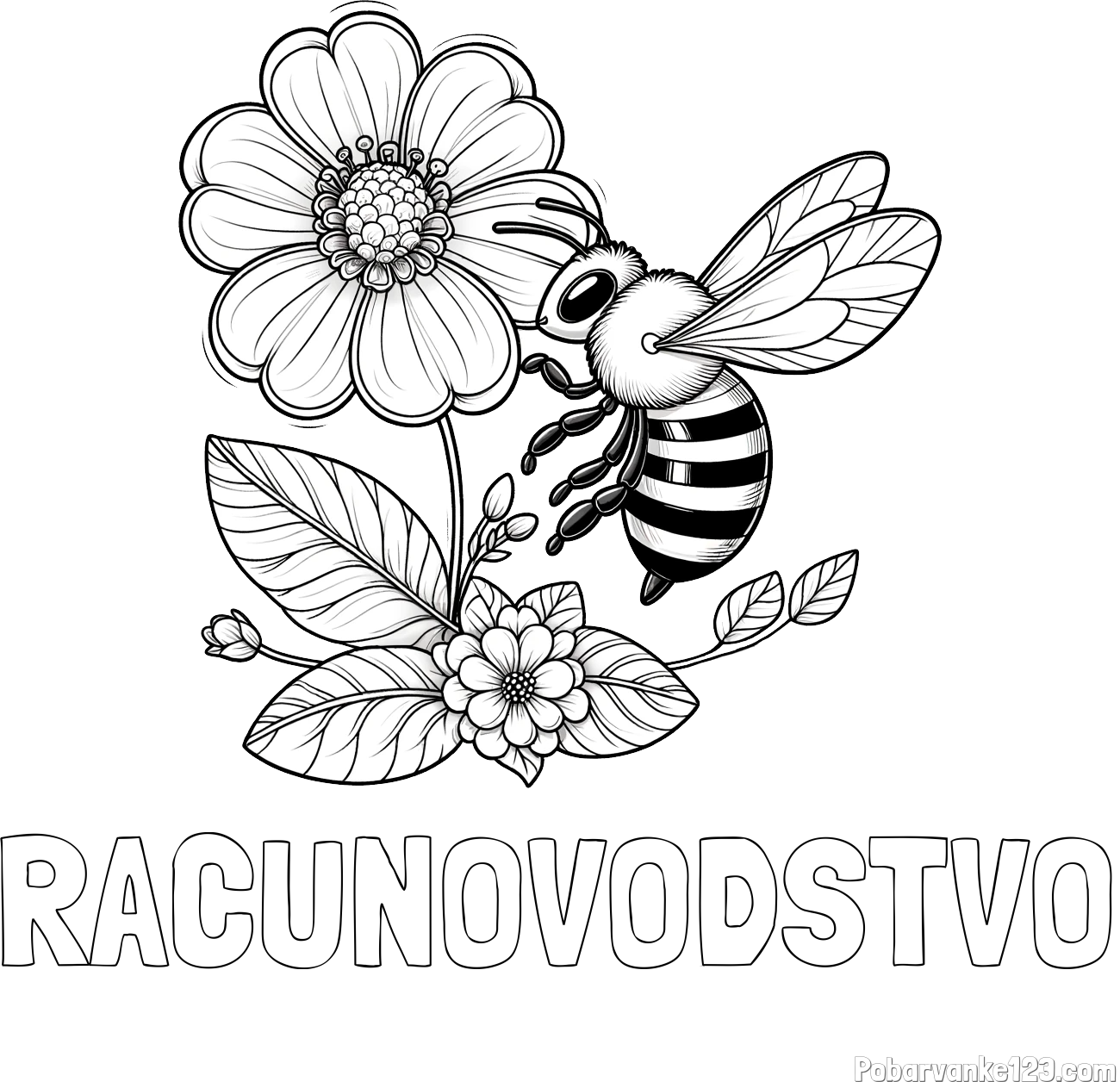 Pobarvanka imena RAČUNOVODSTVO in otroška pobarvanka čebelice in rožice