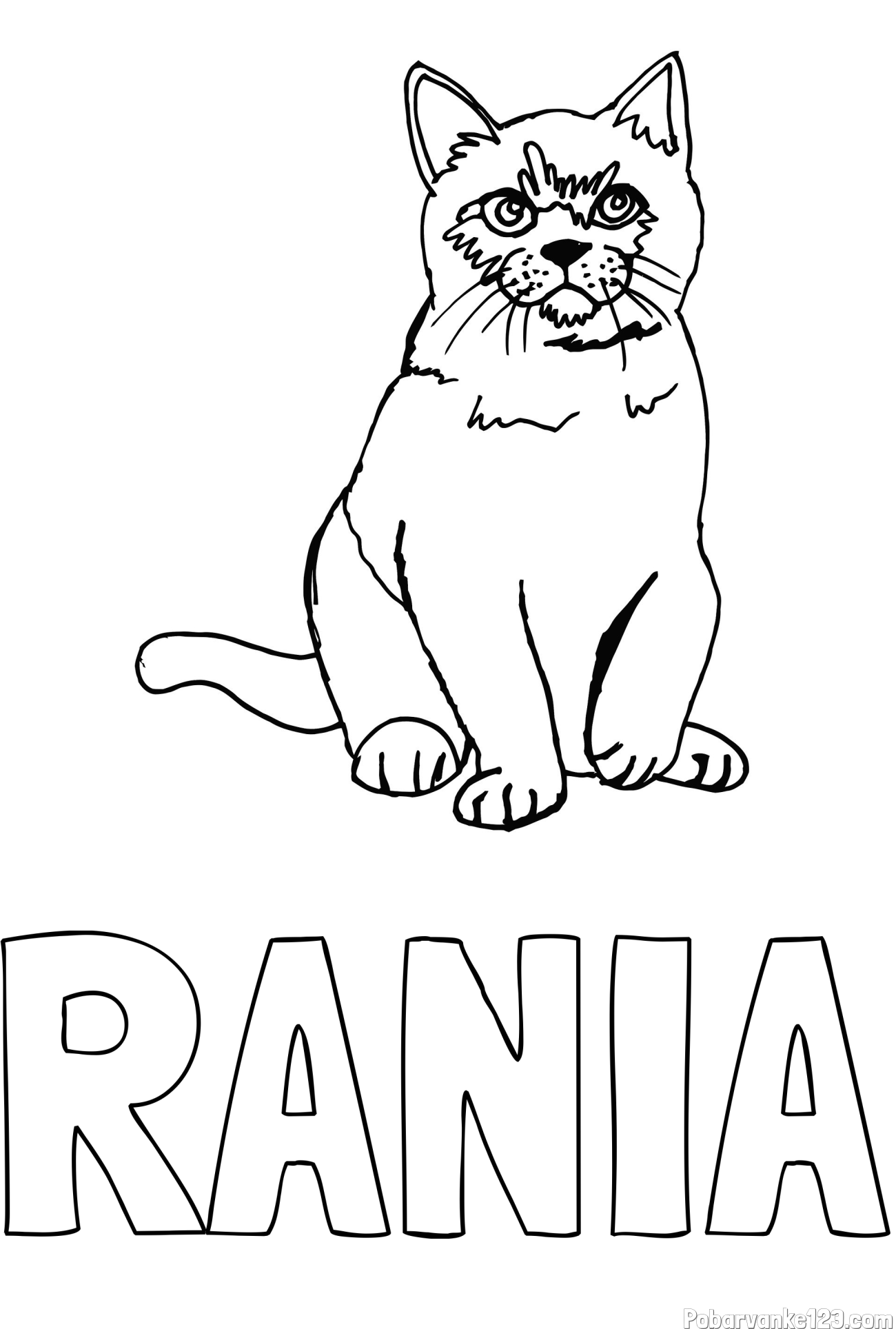 Pobarvanka imena RANIA in pobarvanka lepe mucke