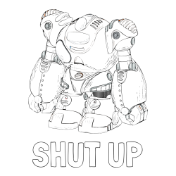 Online izdelana pobarvanka - Pobarvanka imena SHUT UP in pobarvanka velikega robota
