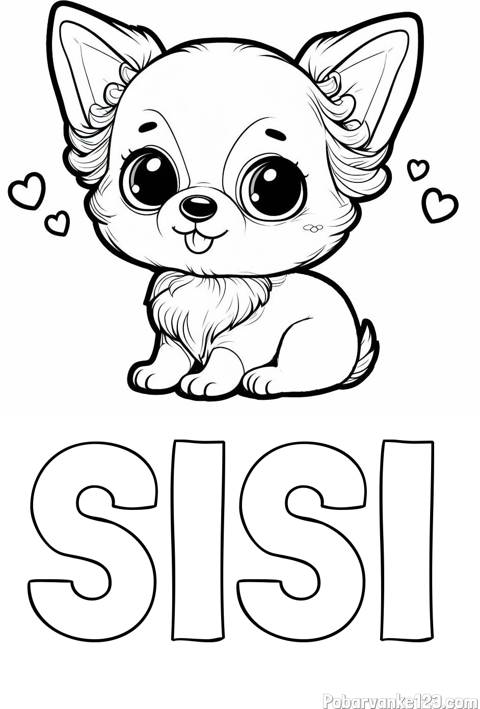 Pobarvanka imena SISI in pobarvanka čivave