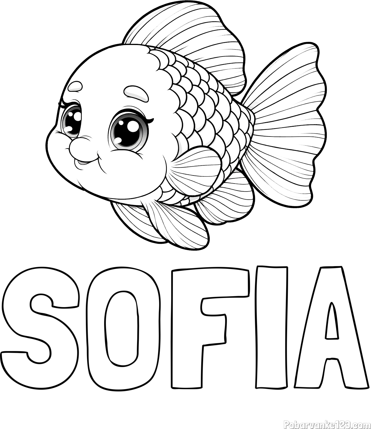 Pobarvanka imena SOFIA in ljubka pobarvanka starejše ribe