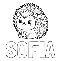 Online izdelana pobarvanka - Pobarvanka imena SOFIA in pobarvanka nasmejanega ježka