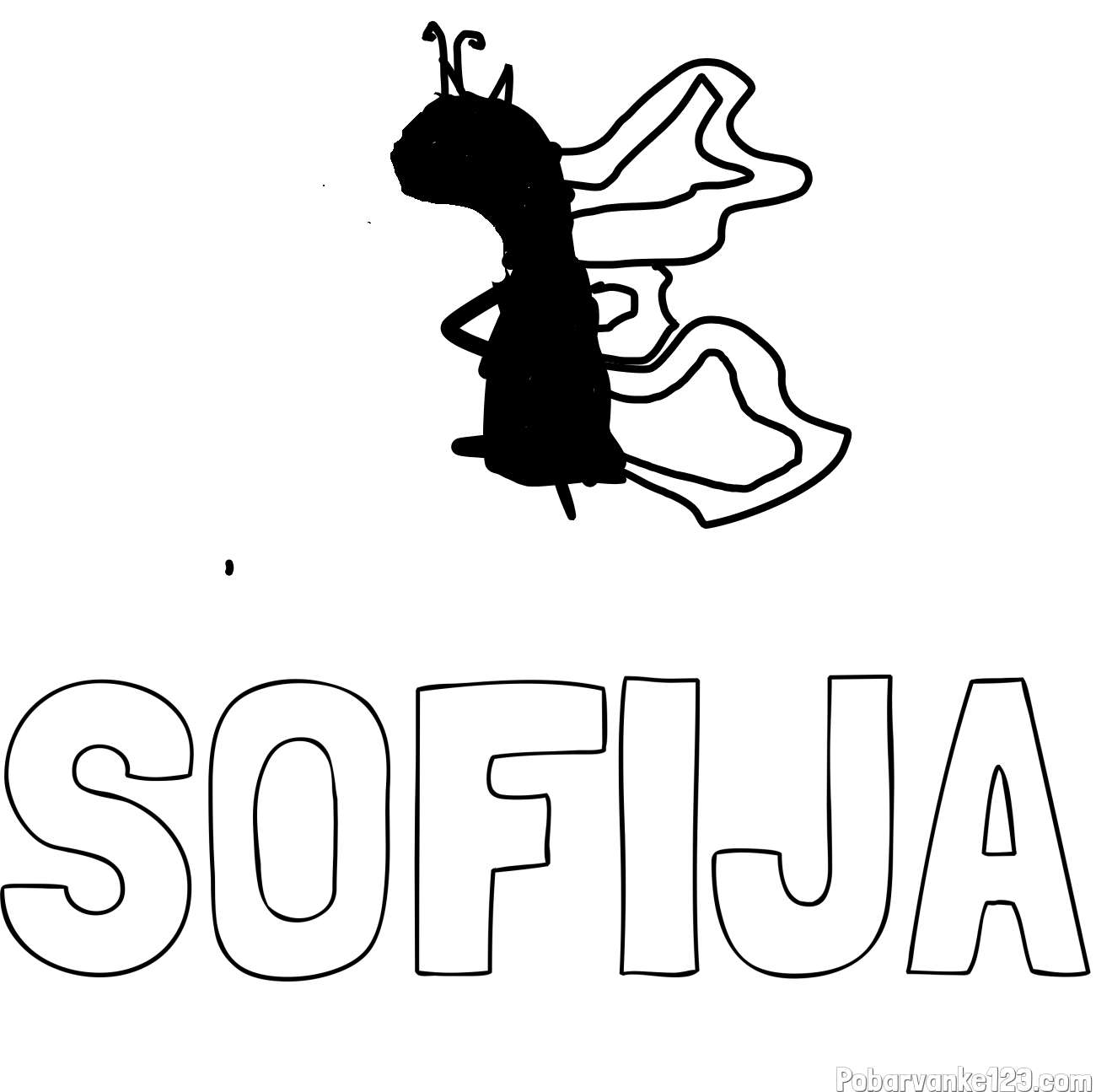 Pobarvanka imena SOFIJA in petulcek