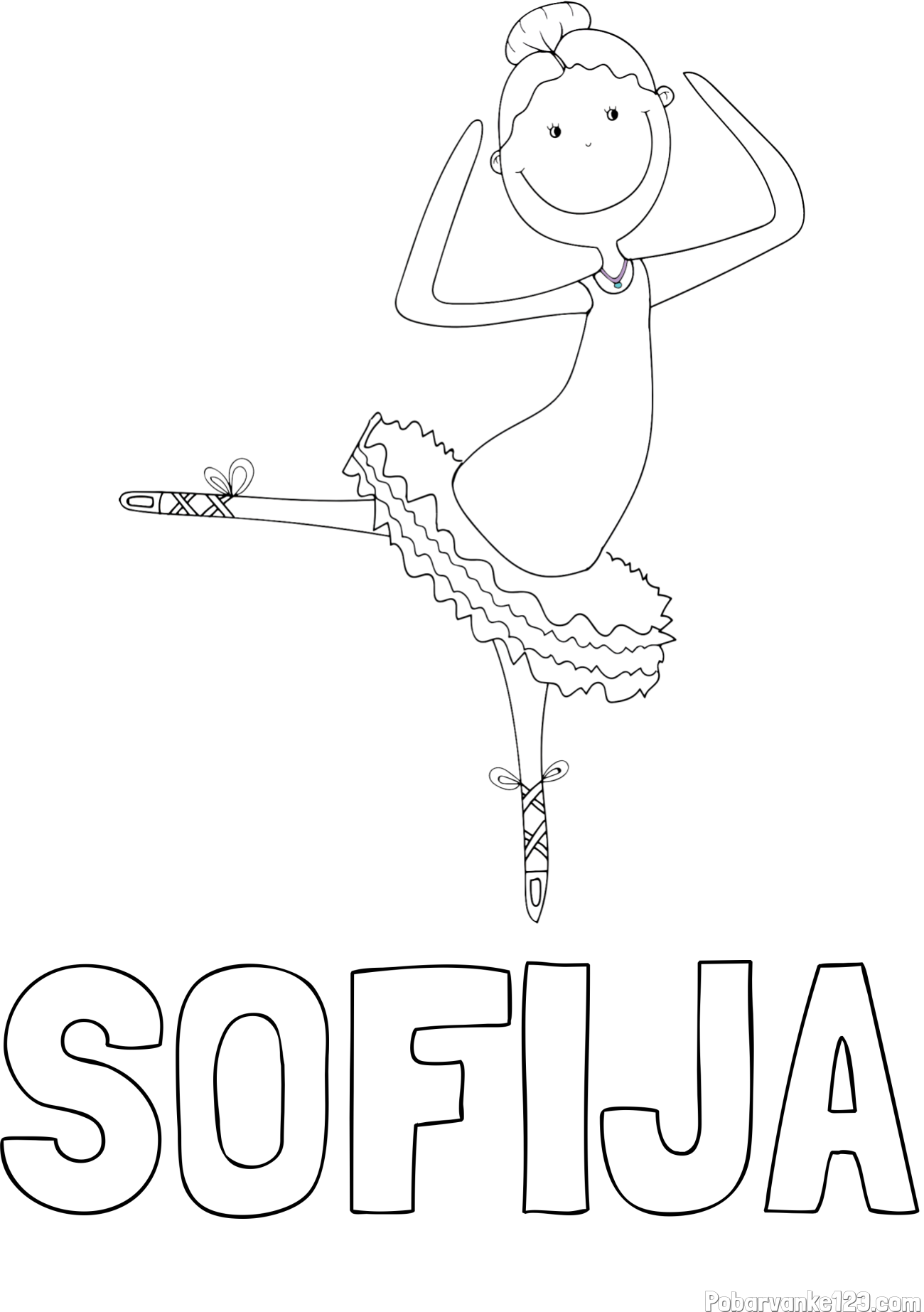 Pobarvanka imena SOFIJA in pobarvanka balerine