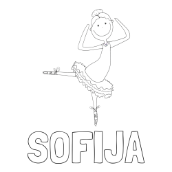 Online izdelana pobarvanka - Pobarvanka imena SOFIJA in pobarvanka balerine
