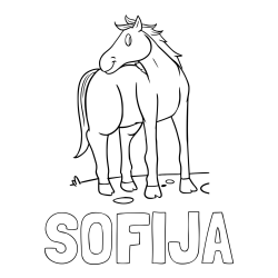 Online izdelana pobarvanka - Pobarvanka imena SOFIJA in pobarvanka prikupnega konjička