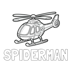 Online izdelana pobarvanka - Pobarvanka imena SPIDERMAN in pobarvanka helikopterja