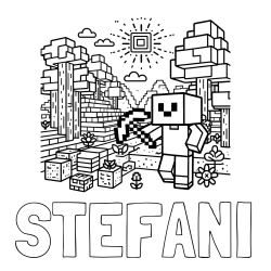 Pobarvanka imena STEFANI in pobarvanka Minecraft sveta