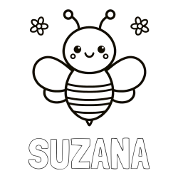 Pobarvanka imena SUZANA in otroška pobarvanka čebele