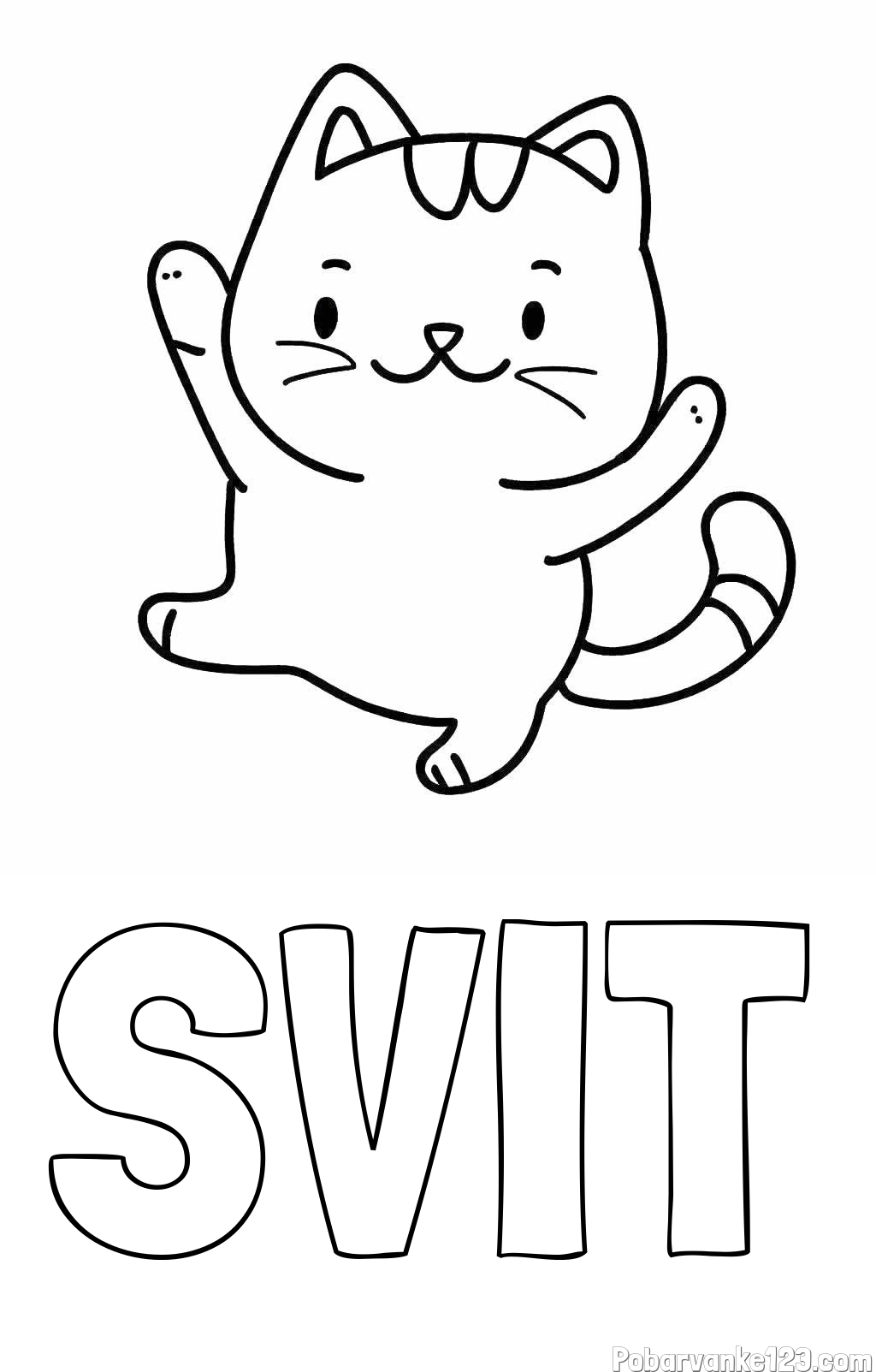 Pobarvanka imena SVIT in pobarvanka razigrane mačke