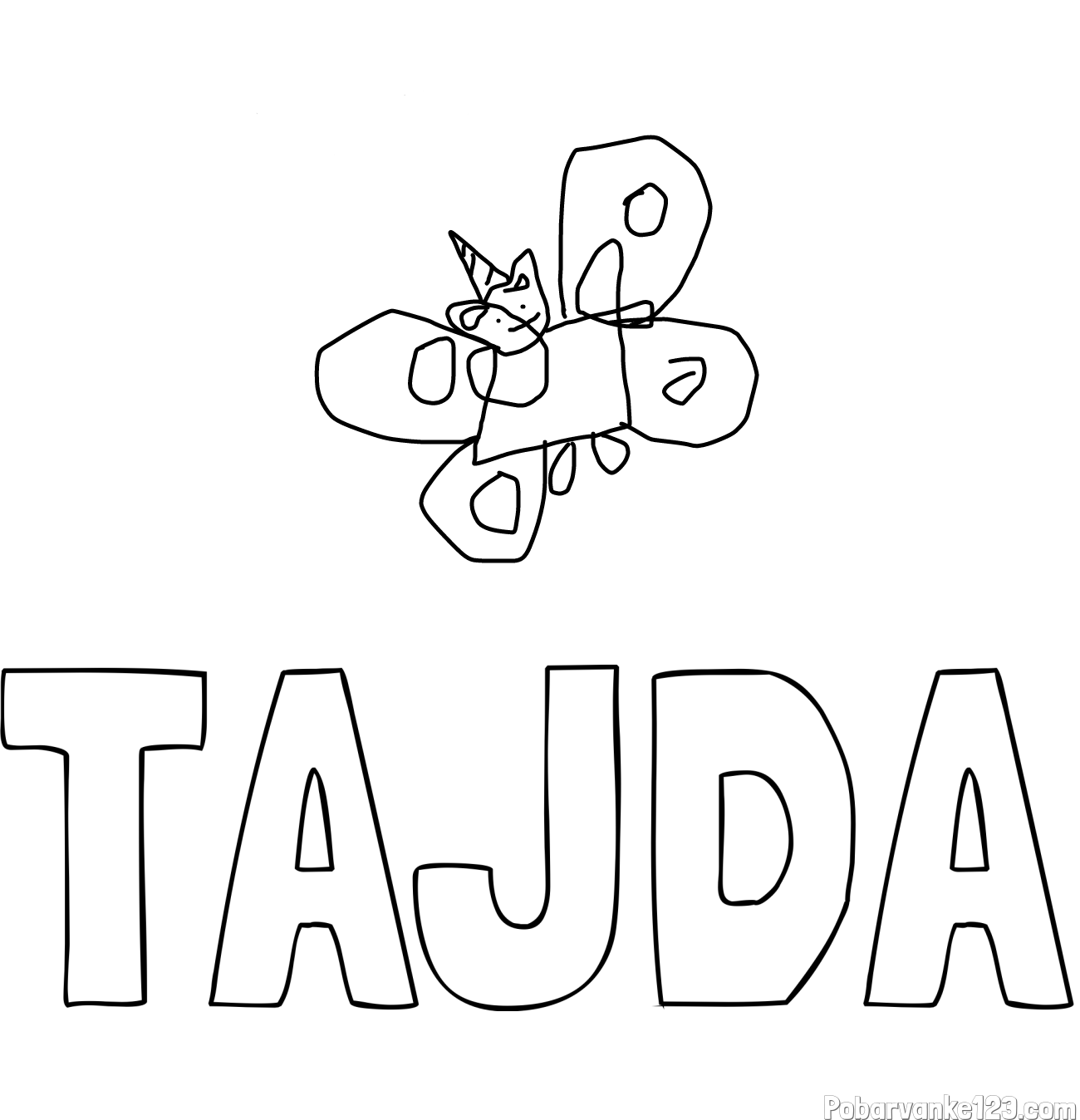 Pobarvanka imena TAJDA in MUCTULJČEK