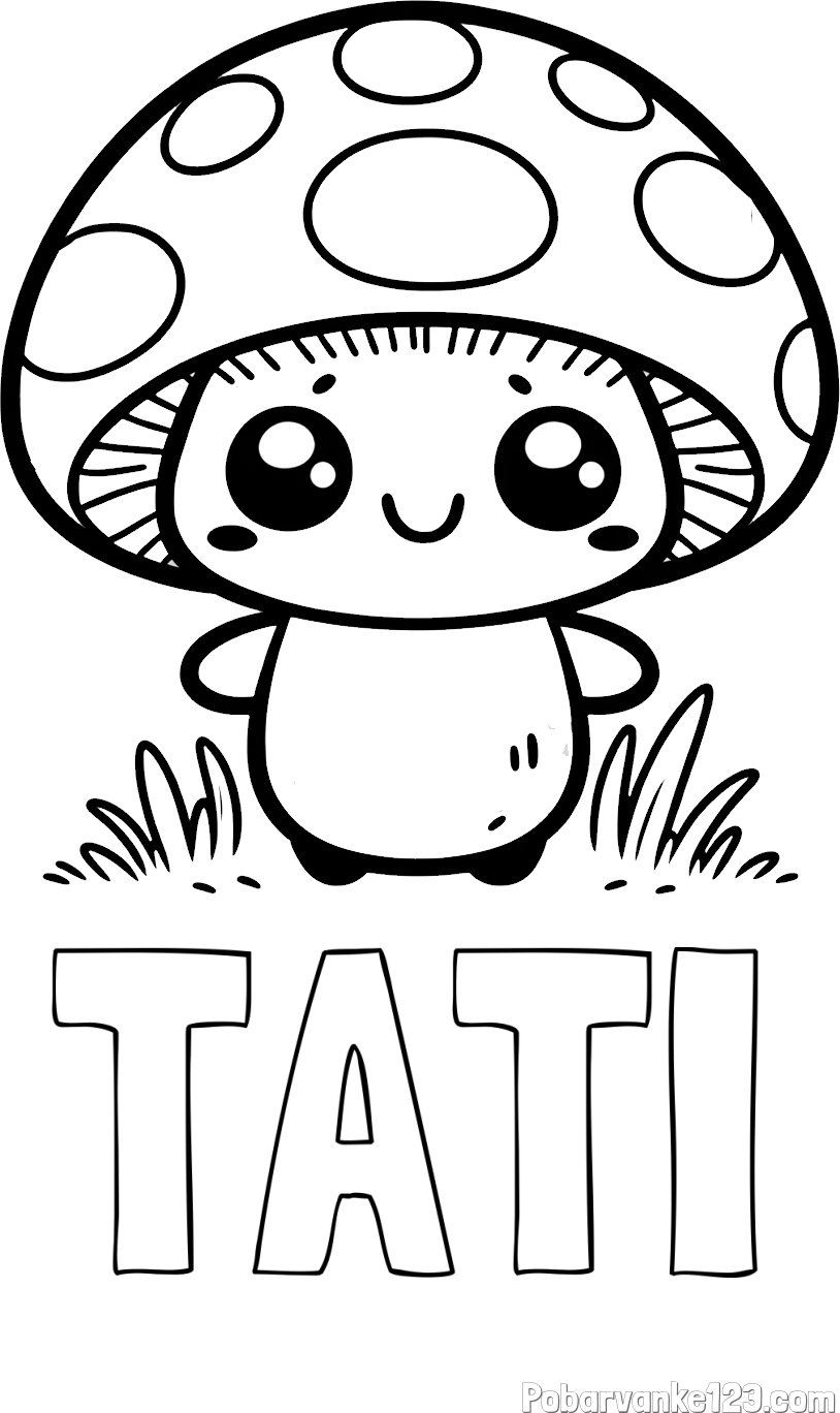 Pobarvanka imena TATI in otroška pobarvanka gobe