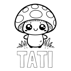 Online izdelana pobarvanka - Pobarvanka imena TATI in otroška pobarvanka gobe
