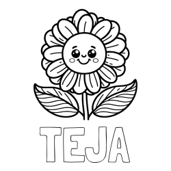 Online izdelana pobarvanka - Pobarvanka imena TEJA in pobarvanka ljubke in nasmejane rože